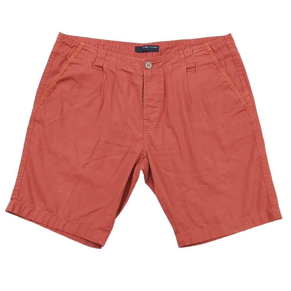 Piazza Italia Man Casual Shorts Mens 48/L Rust Pleated Front Cotton Lightweight